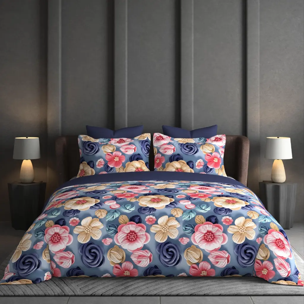 Large, Ornate Damask-Style Floral Medallions with scrollwork bedsheet