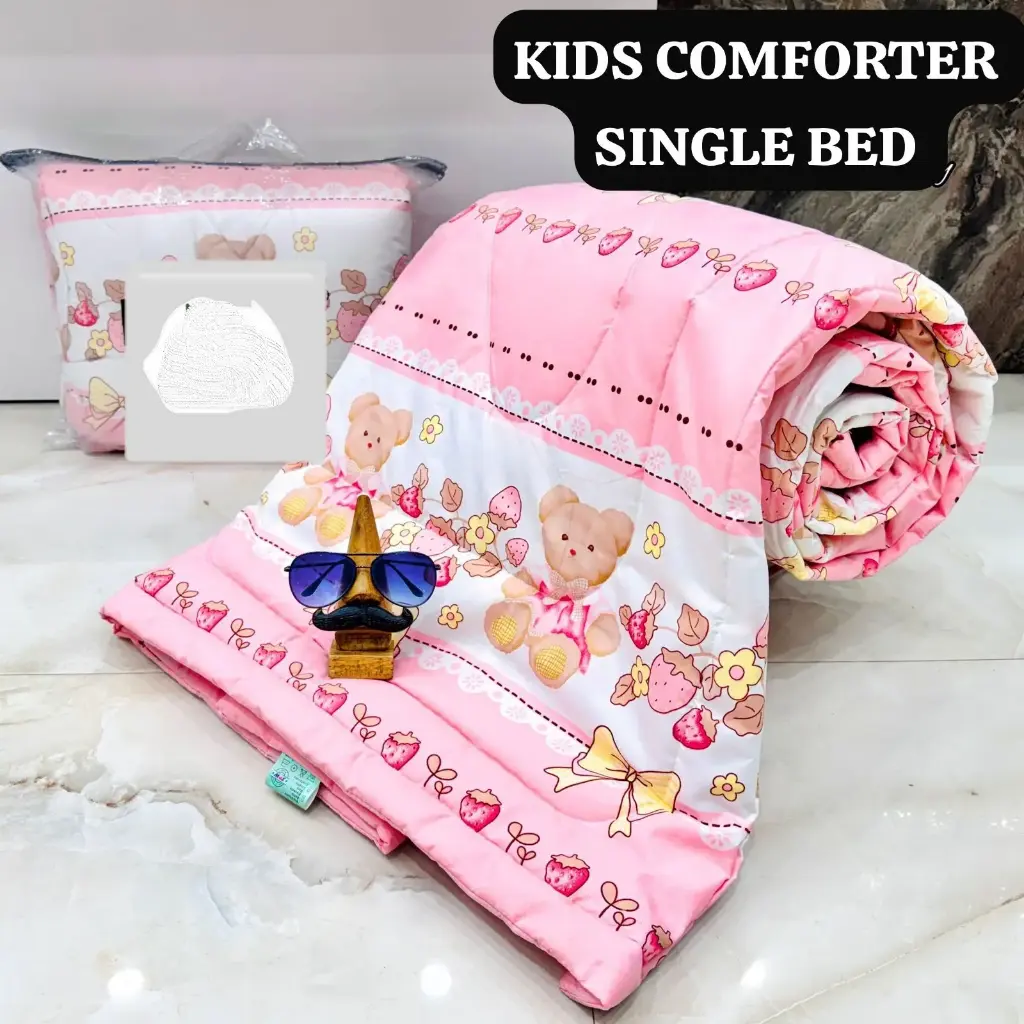 Kids Comforter (Single) - Pink Teddy Bear