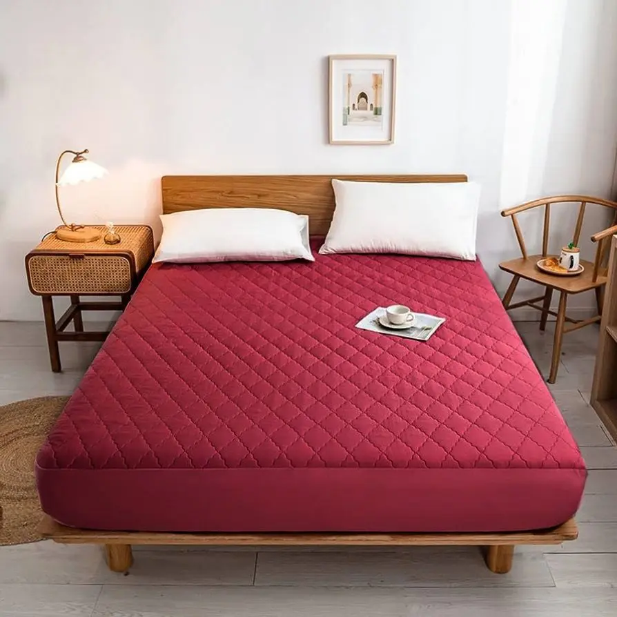 Red Quilted Mattress Protector - All Sizes
