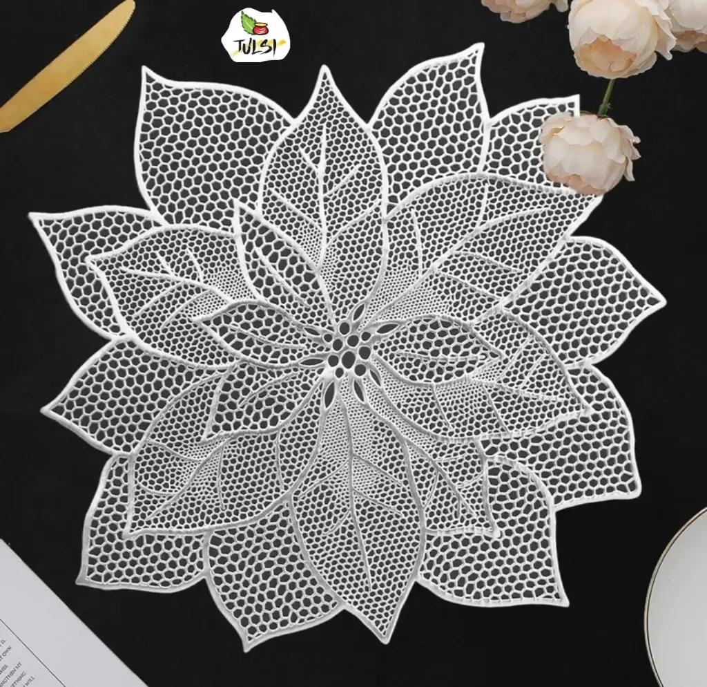 White Lace/Net Placemat - Poinsettia Design (set of 6 pieces)