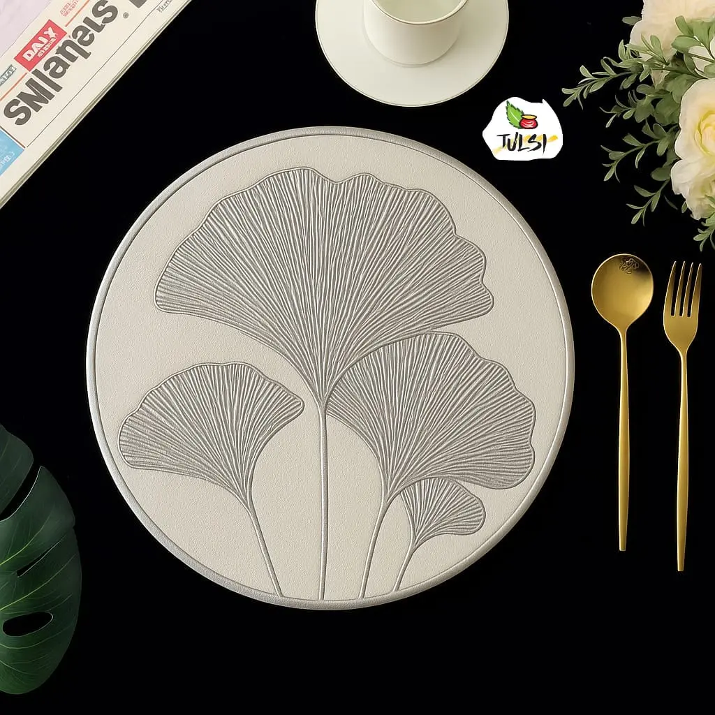 Round Vinyl Placemat - Gold Sunburst