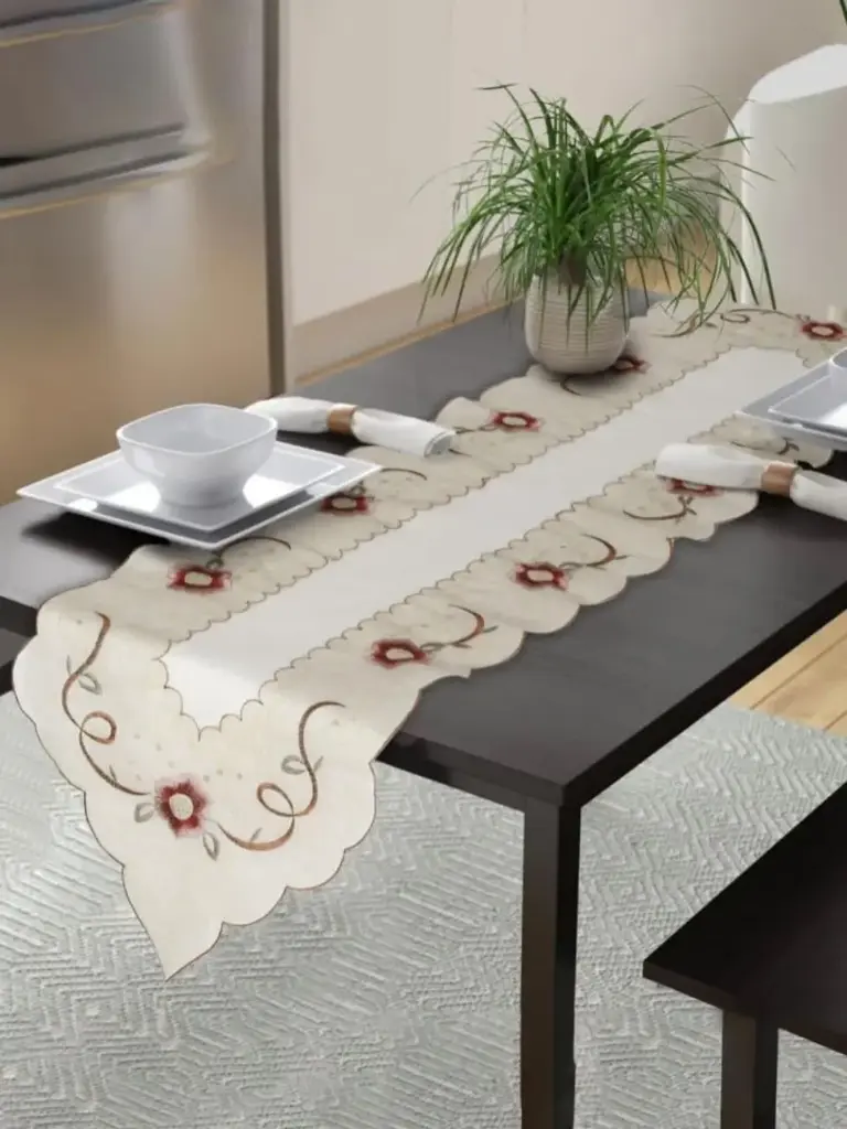 Embroidered Floral Table Runner