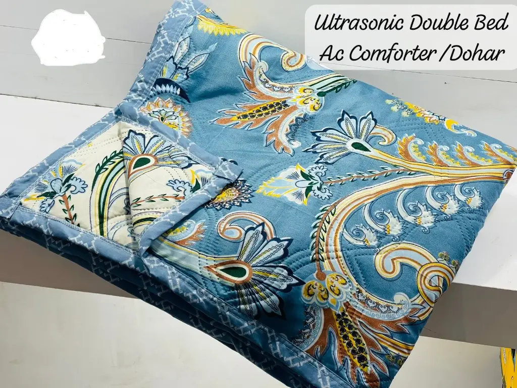 Ultrasonic Double Bed Comforter - Blue Paisley