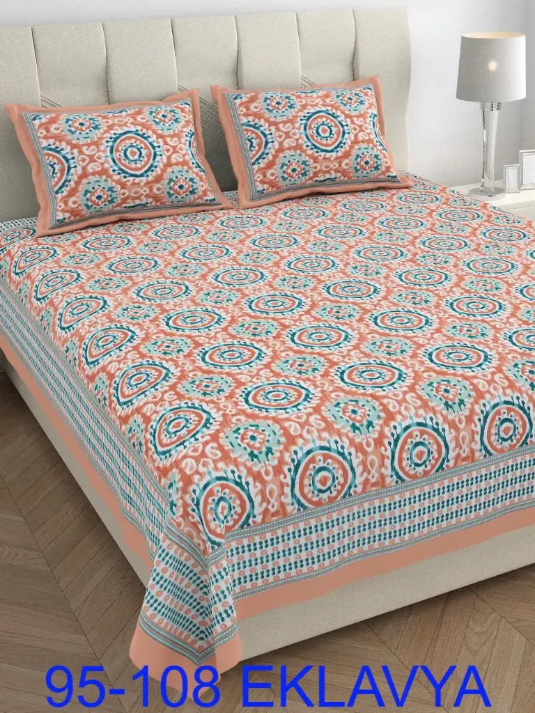 Double Bedsheet - Orange & Teal Mandala