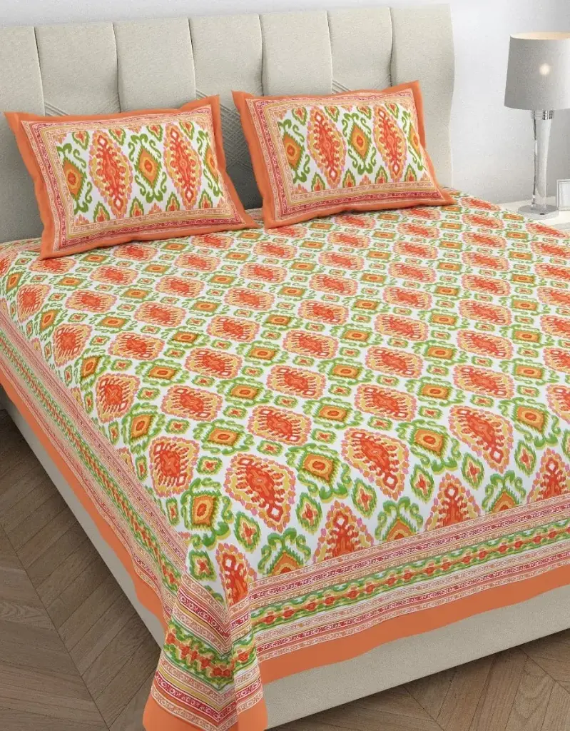 Double Bedsheet - Vibrant Ikat Pattern