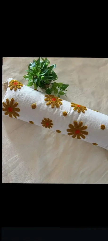 Tufted Daisy Bolster Pillow